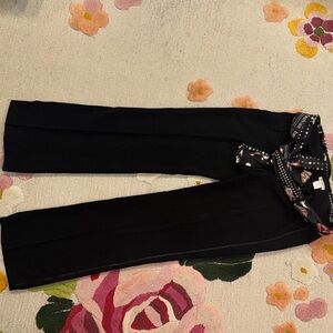 Sharagano taxes Black Wide Leg Pants with Patterned Waistband